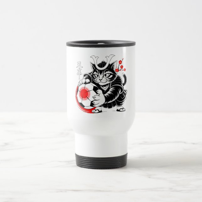 Artistic Samurai Cat soccer Gift for Coffee & Art  Reisebecher (Mittel)
