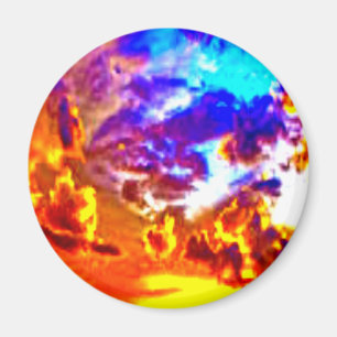 Artistic Sky Blue, Orange und Gelb Magnet