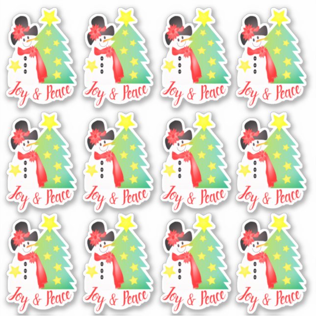 Artistic Snowman Themed Aufkleber (Vorderseite)