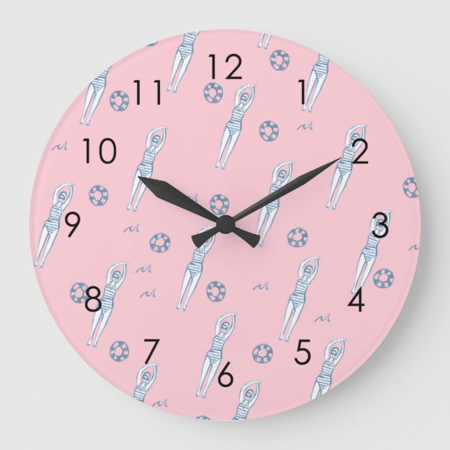 Artistic Snychro Swimming Team Swimmers Pink   Große Wanduhr (Vorderseite)