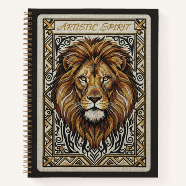 Artistic Spirit Embroidered Lion King Journal Notizbuch (Vorderseite)