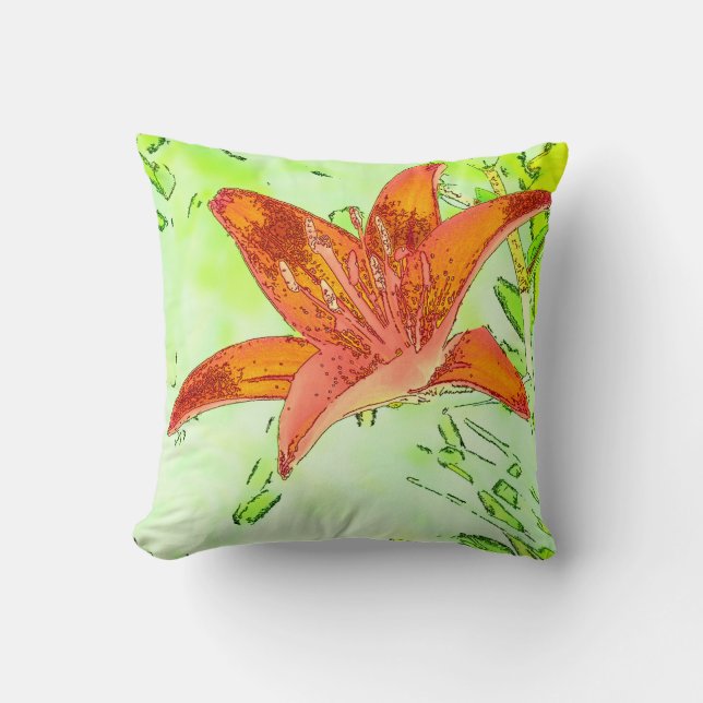 Artistic Tiger Lily Throw Kissen (Vorderseite)