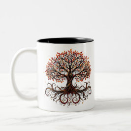 Artistic Tree with Swirling Zweig Zweifarbige Tasse
