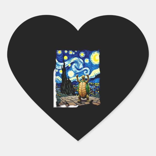 Artistic Turtle Shirt  Starry Night Turtle (1) Herz-Aufkleber (Vorderseite)