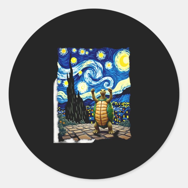 Artistic Turtle Shirt  Starry Night Turtle (1) Runder Aufkleber (Vorderseite)