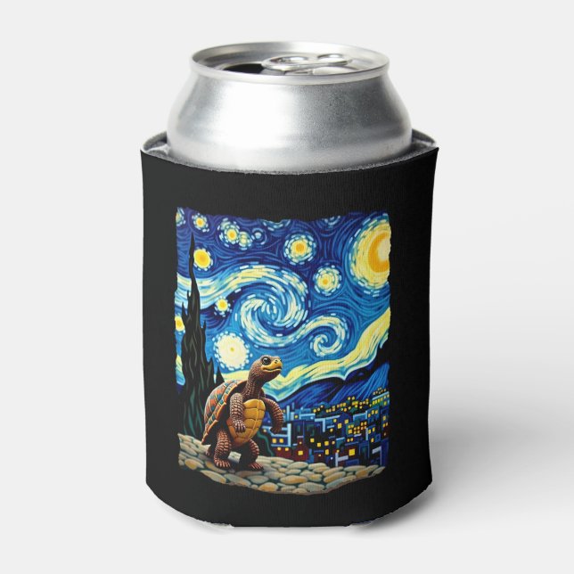 Artistic Turtle Shirt  Starry Night Turtle (2) Dosenkühler (Kanne Vorderseite)