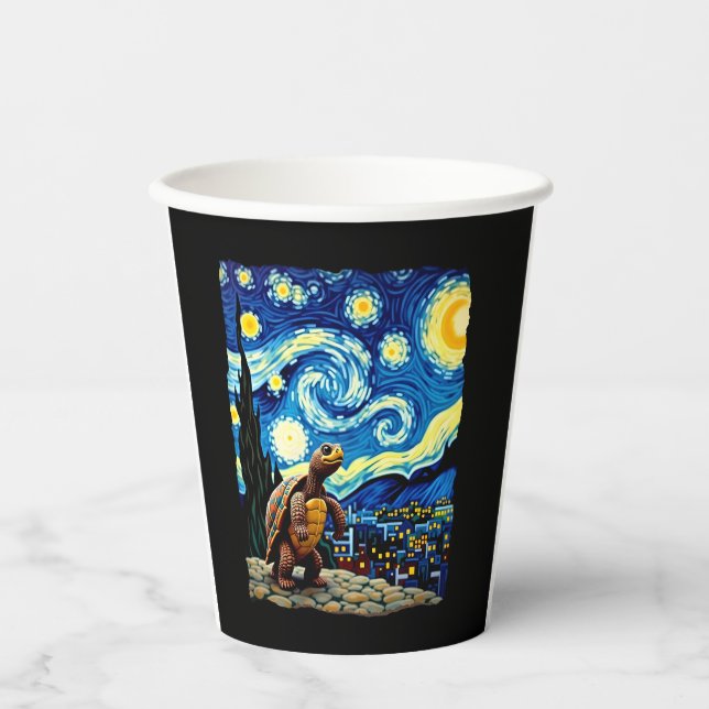 Artistic Turtle Shirt  Starry Night Turtle (2) Pappbecher (Vorderseite)