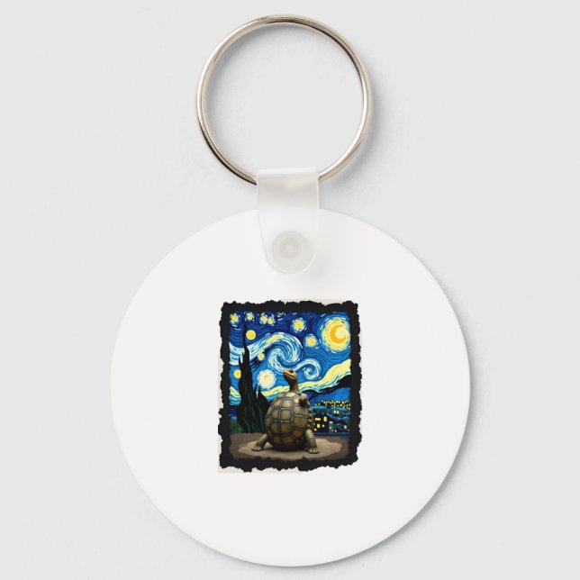 Artistic Turtle Shirt  Starry Night Turtle (2) Schlüsselanhänger (Vorderseite)