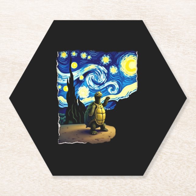 Artistic Turtle Shirt  Starry Night Turtle (4) Untersetzer (Vorderseite)