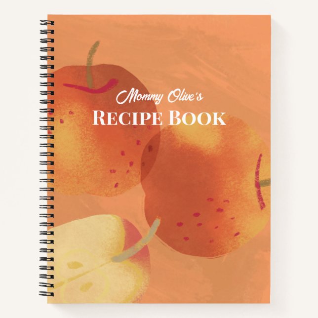 Artistic Warm Orange Painterly Apple Recipe Notizbuch (Vorderseite)