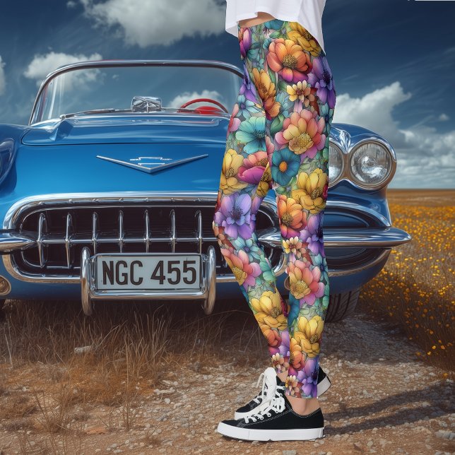 Artistic Watercolor Floral Leggings (Von Creator hochgeladen)