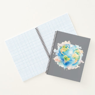 Artistic Watercolor Globe Notebook Notizbuch