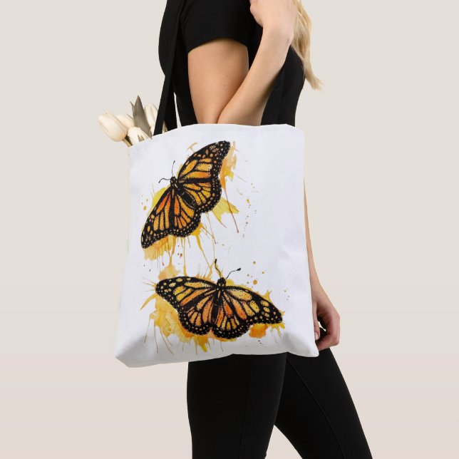 Artistic Watercolor Monarch Butterfly Nature Art Tasche (Von Nahem)