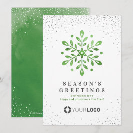 Artistic Watercolor Snowflake Green Weihnachtskart Einladung