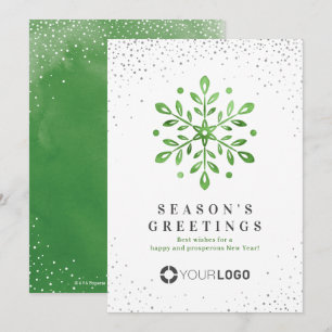 Artistic Watercolor Snowflake Green Weihnachtskart Einladung