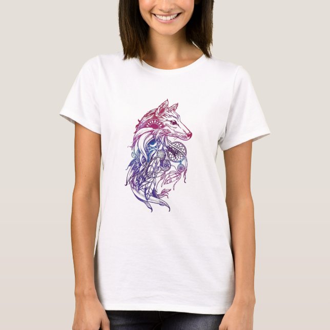 Artistic Watercolor Wolf T-Shirt (Vorderseite)