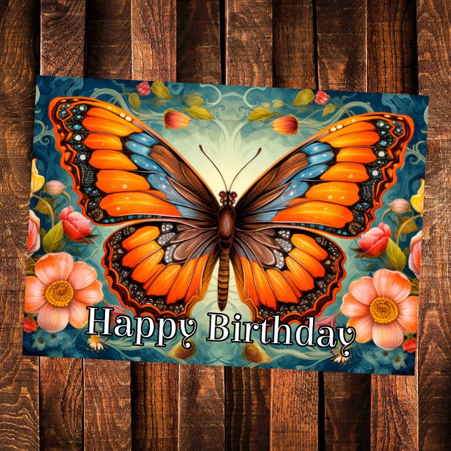 Artistic Whimsical Butterfly Happy Birthday Karte (Artistic Whimsical Butterfly)