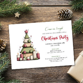 Artistic whimsical Christmas tree party invitation Einladung