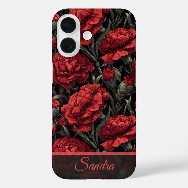 Artistic Wife Gift Carnation Custom iPhone 16 Hülle (Rückseite)