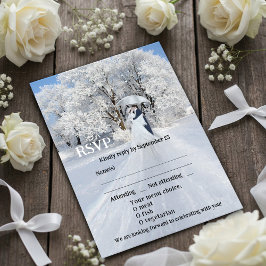 Artistic Winter Wonderland Dream Wedding RSVP Card Einladung