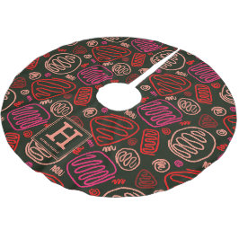 Artistisch Zeichnend Muster-Monogramm mit einer ro Polyester Weihnachtsbaumdecke