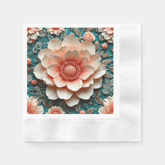 Artistische 3D-Blumenanordnung Serviette (Vorderseite)