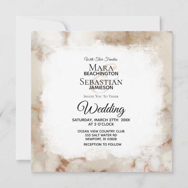*~ Artistische Goldmarmorvenen AR2 Hochzeit Einladung (Vorderseite)