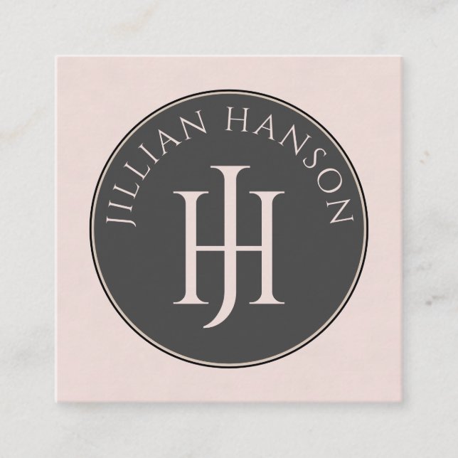Artistische Monogram Roush Pink Calling Card Quadratische Visitenkarte (Vorderseite)