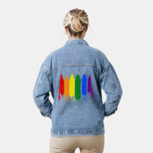 Artistische Splash bemalt Rainbow Gay Pride Parade Jeansjacke