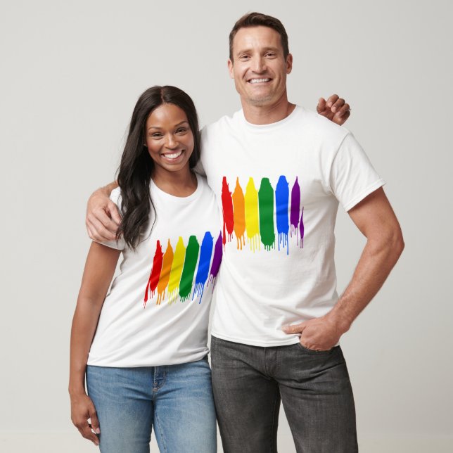 Artistische Splash bemalt Rainbow Gay Pride Parade T-Shirt (Unisex)