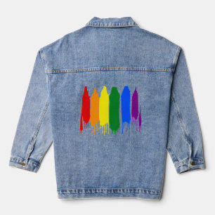 Artistische Splash bemalt Regenbogen   Gay Pride P Jeansjacke