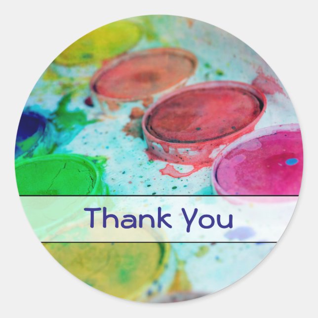 Artists Aquarellfarbe Farbpalette Vielen Dank Runder Aufkleber (Vorderseite)