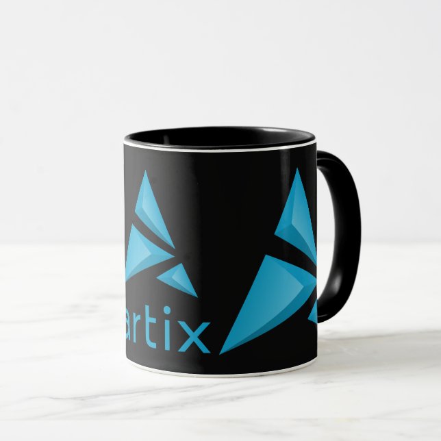 Artix doppeltes Logo mit Markennamedunkelheit Tasse (VorderseiteRechts)