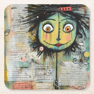 ArtLady 16 Charmant und abgenutzt Rechteckiger Pappuntersetzer