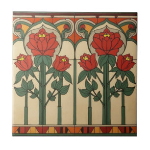 Arts & Crafts Craftsman- und Mission-Stil floral Fliese