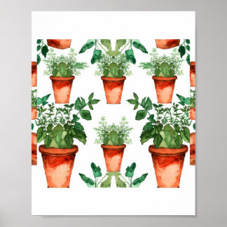 Arts & Crafts Kitchen Herbs Pattern Poster