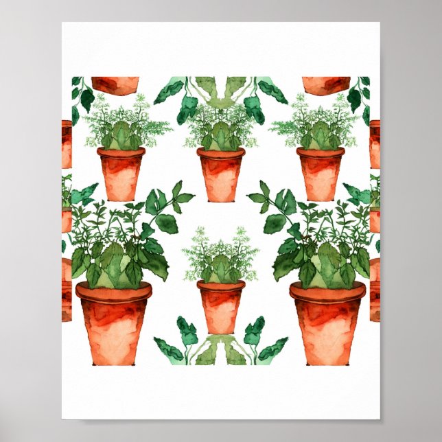 Arts & Crafts Kitchen Herbs Pattern Poster (Vorne)