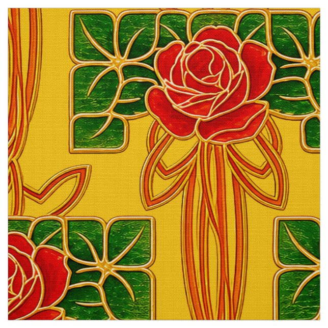 Arts & Crafts-Stil Rosenbusch-Muster Stoff (Muster)