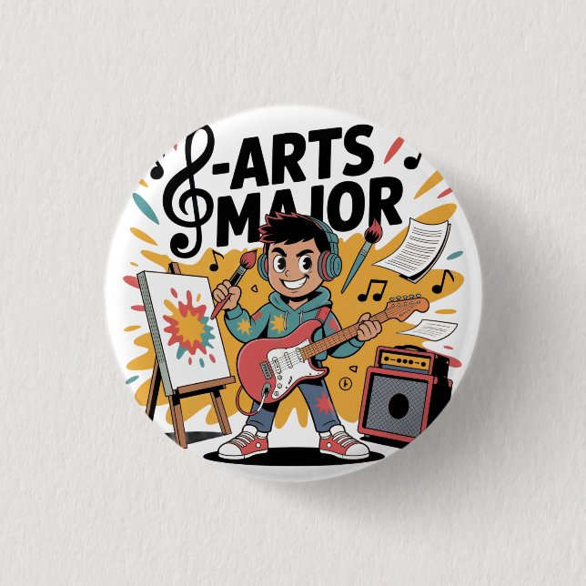 Arts Major Boy - Illustration Einzigartige Schöpfu Button (Vorderseite)