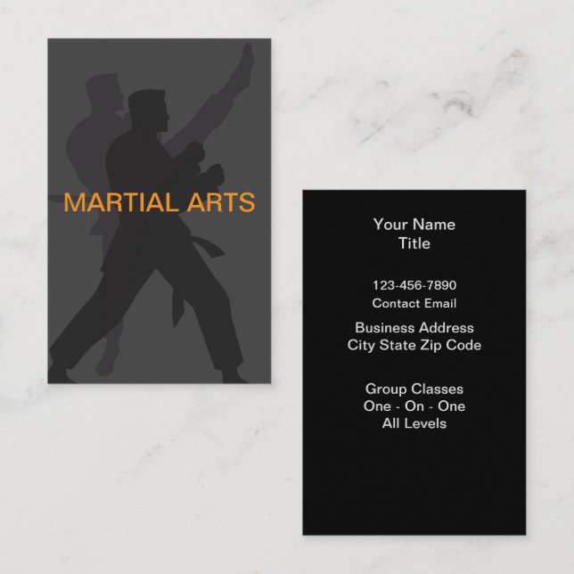 Arts martiaux Cartes de visite (Devant / Derrière)