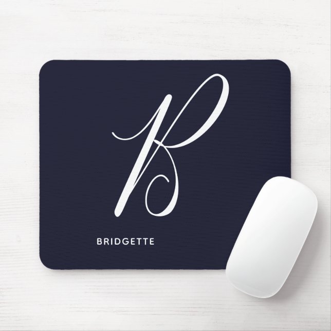Arts Mit Monogramm Script Letter B Navy Blue Mousepad (Mit Mouse)