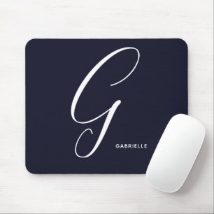Arts Mit Monogramm Script Letter G Navy Blue Mousepad