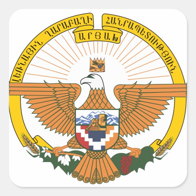 Artsakh (Berg-Karabach) Wappen-Coat Quadratischer Aufkleber (Vorderseite)