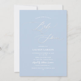 ArtsApp Elegant Calligraphy Baby Blue Baby Shower Einladung