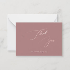 ArtsApp Elegant Dusty Rose Kalligraphie Vielen Dan Mitteilungskarte