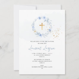 ArtsApp Elegant H2 Dusty Blue Rose Taufe Einladung