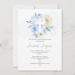 ArtsApp Elegant H2 Dusty Blue Rose Taufe Einladung