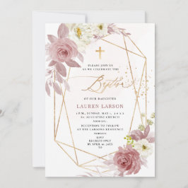 ArtsApp Elegant H2 Dusty Pink Roses Taufe Einladung