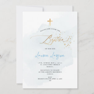 ArtsApp Elegant H2 gewaschenes Blassblau Taufe Einladung