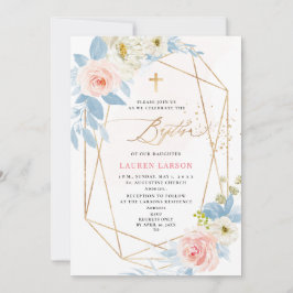 ArtsApp Elegant H2 Pale Pink Roses Taufe Einladung